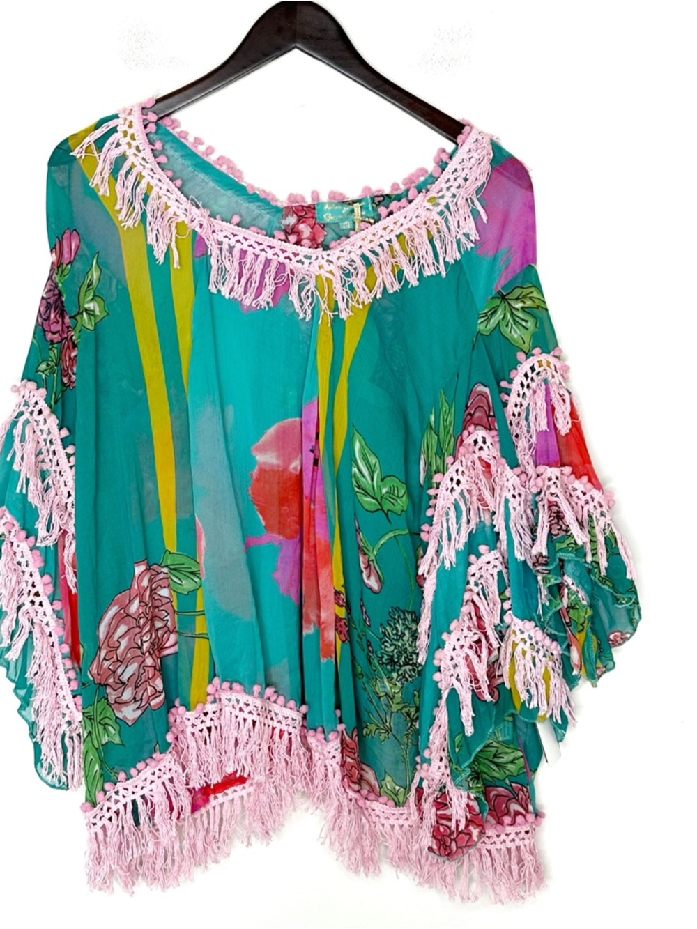 ANTICA SARTORIA Bohemian Fringe Oversized Blouse OS - Picture 2 of 8